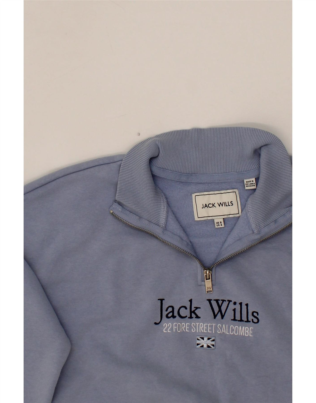 JACK WILLS Womens Oversized Graphic Sweatshirt Jumper UK 8 Small Blue Vintage Jack Wills and Second-Hand Jack Wills from Messina Hembry 
