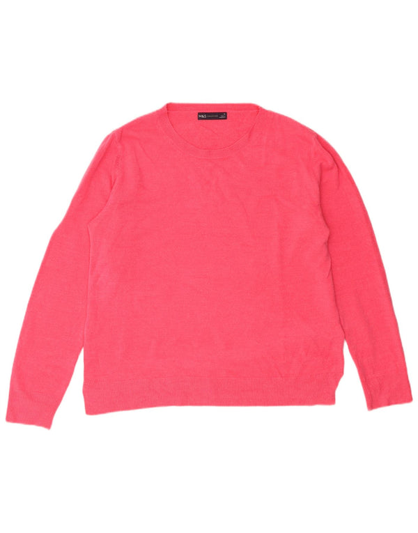 Marks & Spencer Dame Boat Neck Jumper Sweater UK 16 Large Pink Acryl