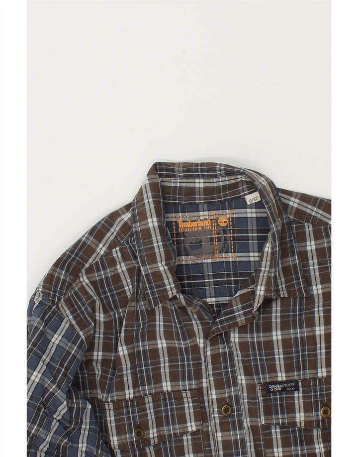 TIMBERLAND Boys Graphic Shirt 11-12 Years Beige Check Cotton Vintage Timberland and Second-Hand Timberland from Messina Hembry 