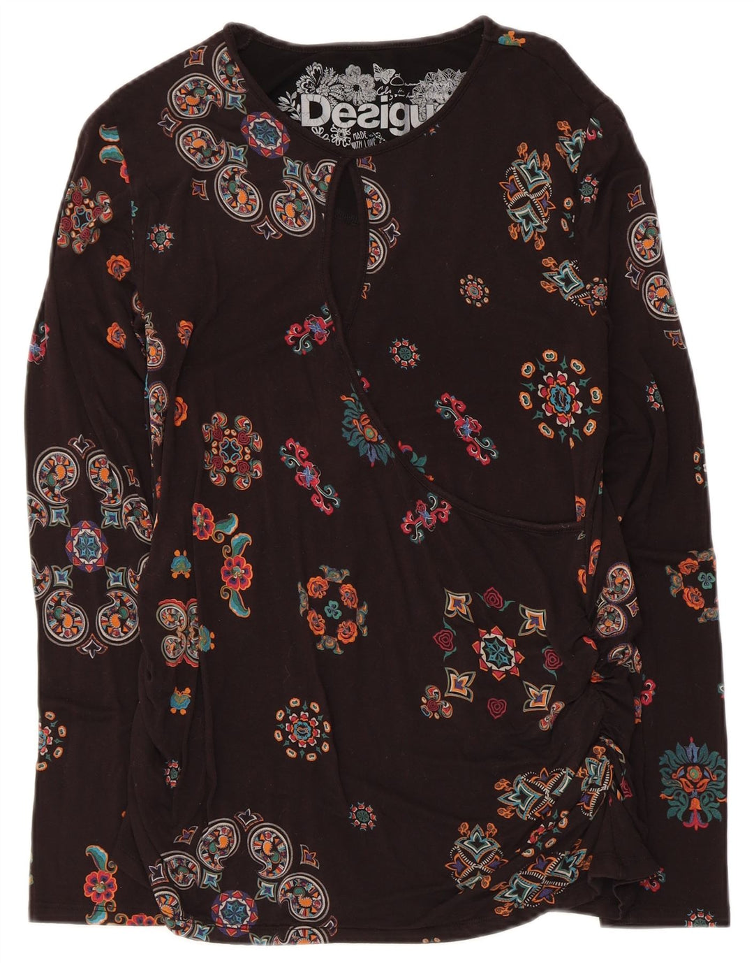 Desigual Dame Top Langærmet UK 14 Large Black Floral