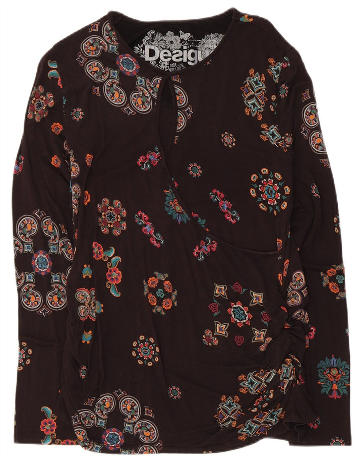 Desigual Dame Top Langærmet UK 14 Large Black Floral