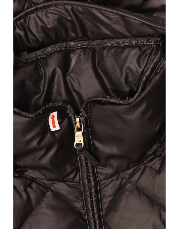 Ralph Lauren Polstret hættejakke til kvinder UK 10 Lille sort polyester