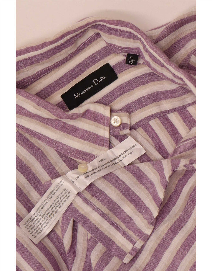 Massimo Dutti herreskjorte XL lilla stribet hør