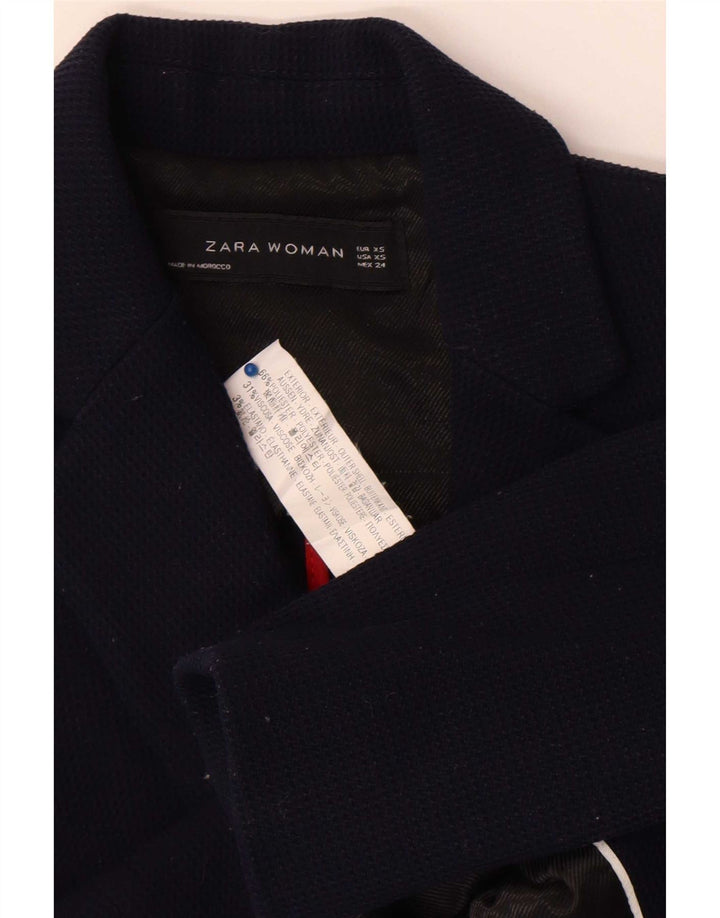 Zara Dame 1-knaps blazerjakke UK 6 XS marineblå polyester