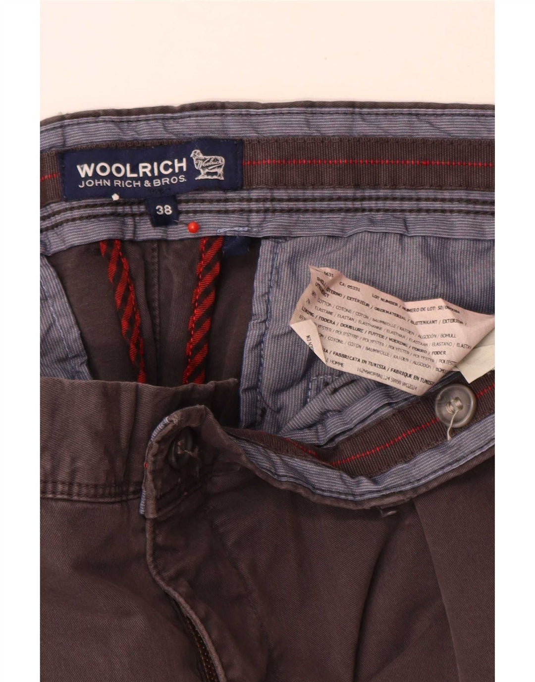 Woolrich Lige Chinobukser til mænd W38 L32 Grå bomuld