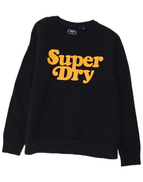 Superdry Graphic Sweatshirt Jumper UK 16 Stor sort bomuld