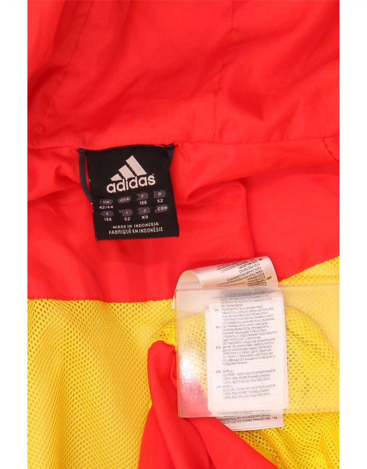 Adidas Regnjakke med hætte til mænd UK 42/44 Large Red Colourblock Polyester