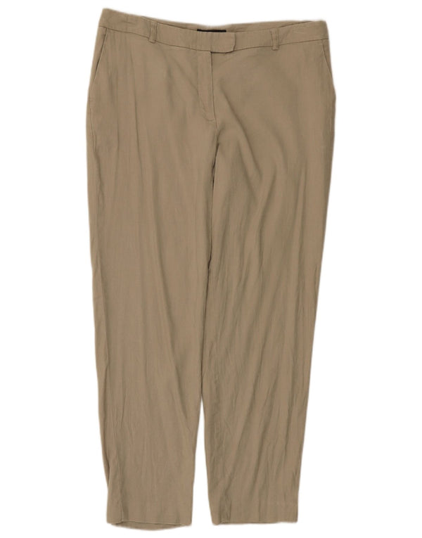 Marks & Spencer Womens Slim Chino Trousers UK 12 Medium W32 L27 Beige Linen