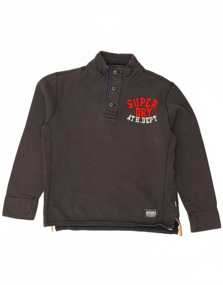 Superdry Herre grafisk knap-hals sweatshirt XL sort bomuld
