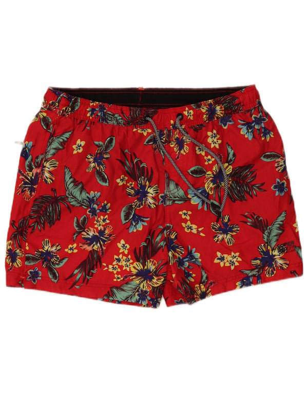 SUPERDRY Badeshorts til mænd 2XL rød blomstret polyester