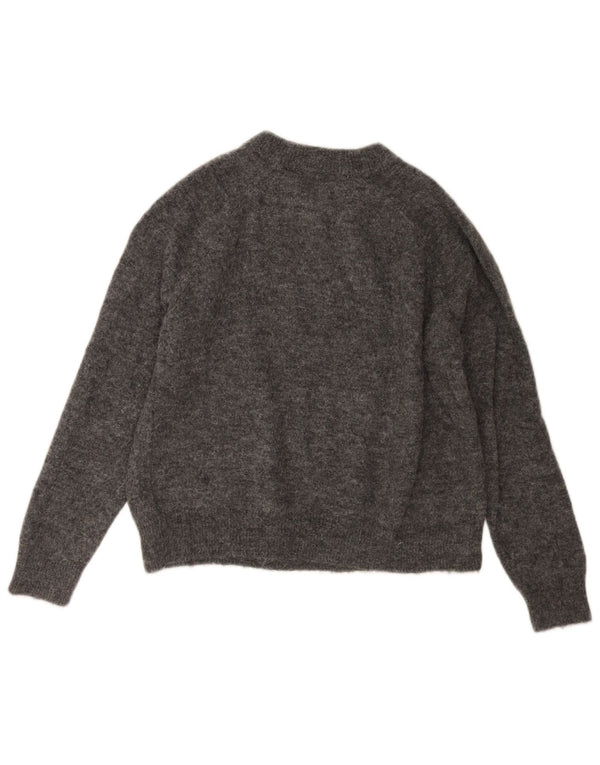 Zara Dame Oversized Boat Neck Jumper Sweater UK 10 Small Grey Nylon