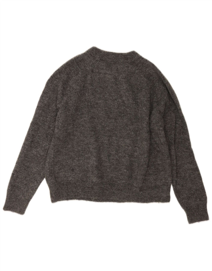Zara Dame Oversized Boat Neck Jumper Sweater UK 10 Small Grey Nylon