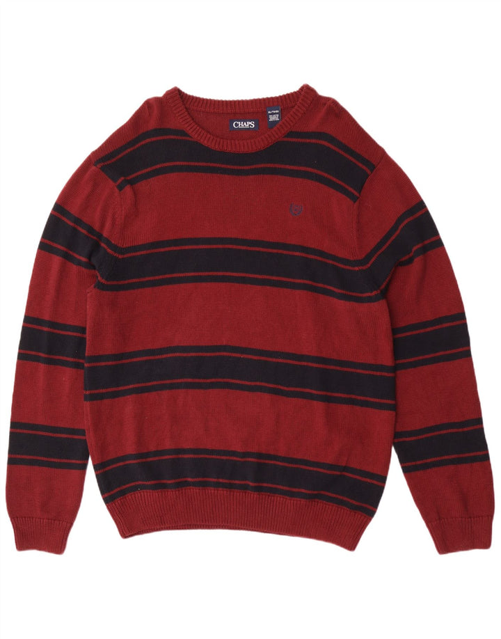 Chaps Herre Boat Neck Jumper Sweater XL Rødbrun Stribet Bomuld