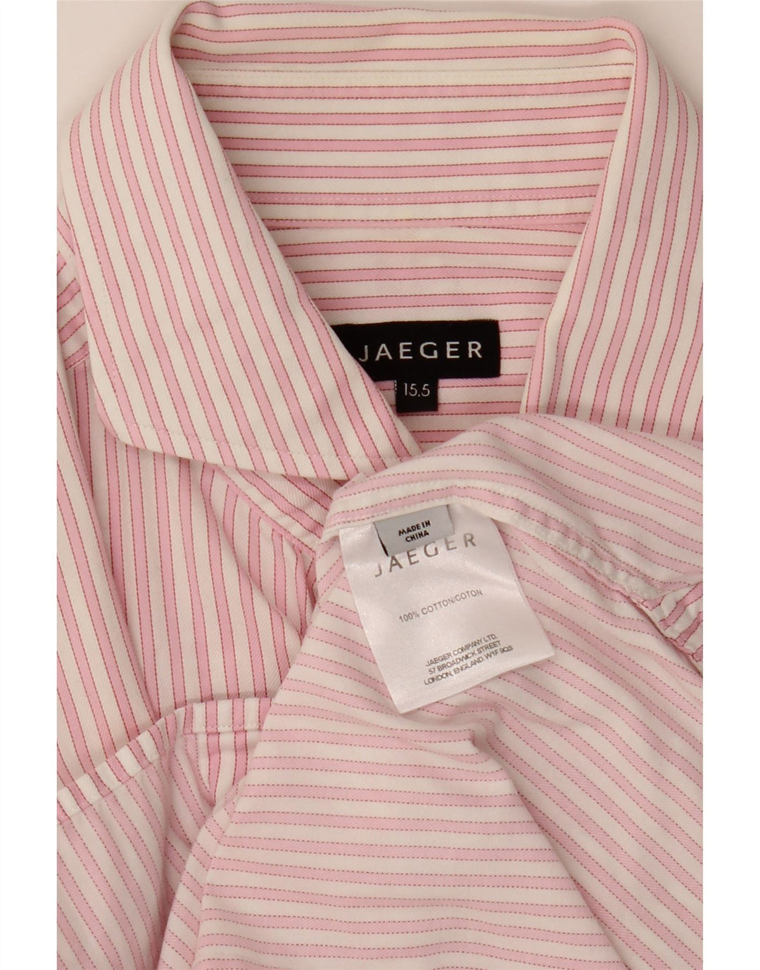 JAEGER Formel skjorte til mænd Størrelse 15 1/2 Medium Pink Nålestribet bomuld
