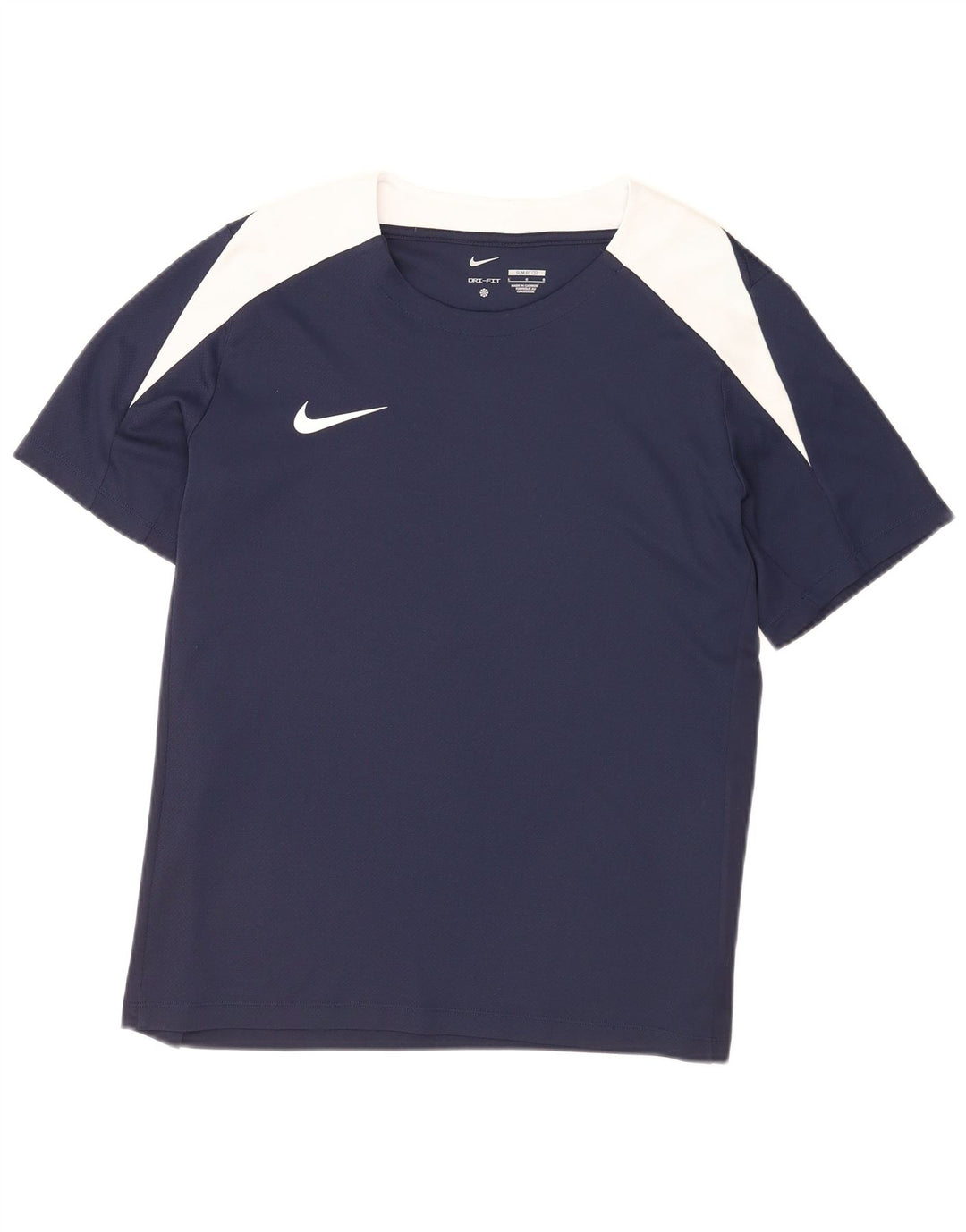Nike Herre Dri Fit Slim T-Shirt Top Stor Marineblå Colourblock Polyester