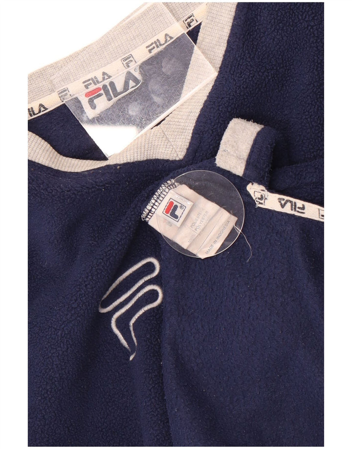 Fila Herre grafisk fleecetrøje Large Navyblå Colourblock Polyester