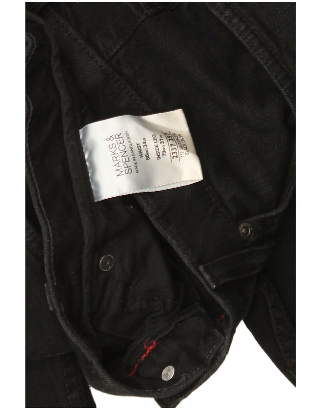 MARKS & SPENCER Straight jeans til mænd W34 L31 Sort bomuld