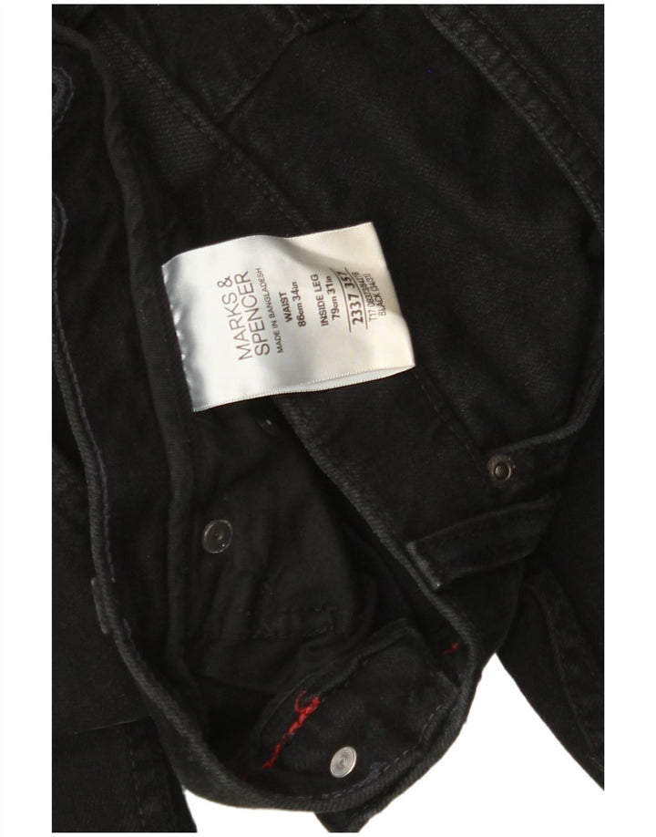 MARKS & SPENCER Straight jeans til mænd W34 L31 Sort bomuld