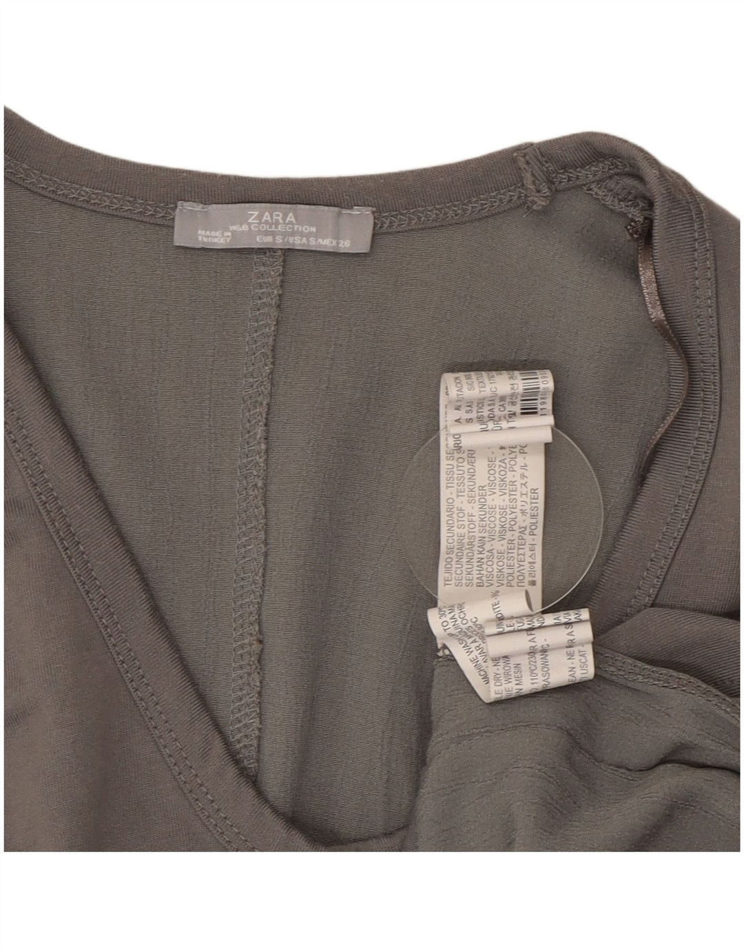 Zara Dame Asymmetrisk Bluse Top UK 10 Small Grey Viscose
