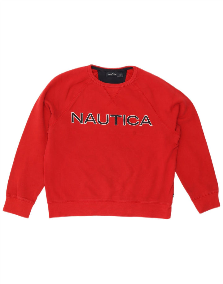 Nautica Herre Grafisk Sweatshirt Jumper Medium Rød Bomuld