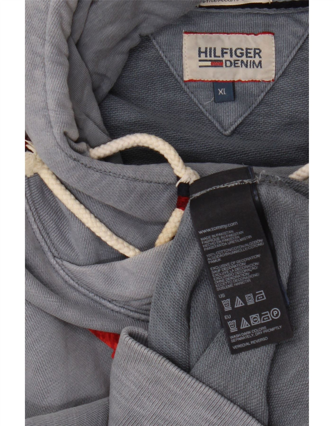 TOMMY HILFIGER Grafisk hættetrøje til mænd XL Blå bomuld