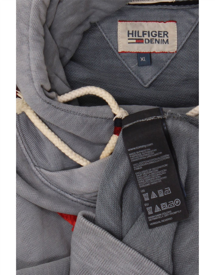 TOMMY HILFIGER Grafisk hættetrøje til mænd XL Blå bomuld