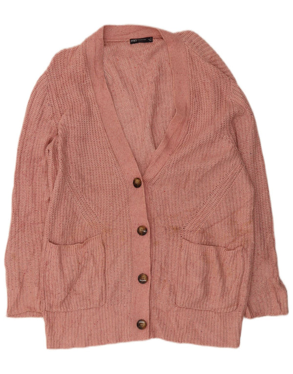 Marks & Spencer Dame Longline Cardigan Sweater UK 18 XL Pink Flecked