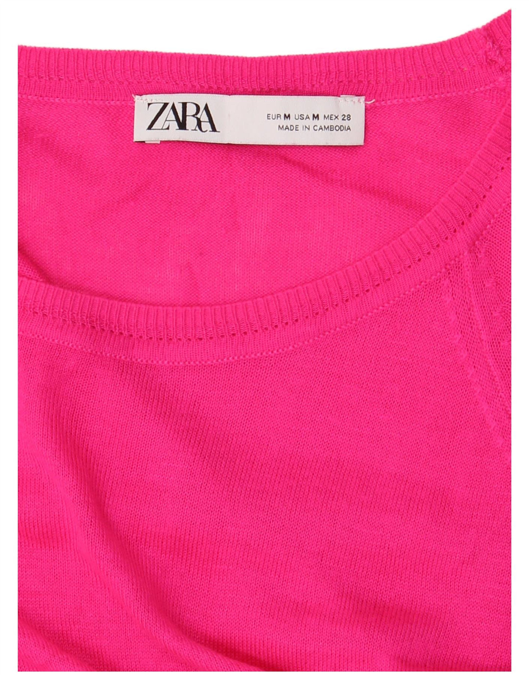 ZARA Dame Boat Neck Jumper Sweater UK 14 Medium Pink