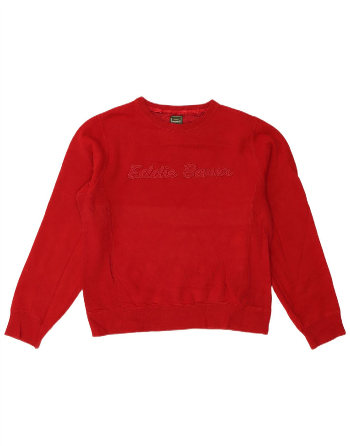 Eddie Bauer Dame Grafisk Sweatshirt Jumper UK 14 Medium Rød Bomuld