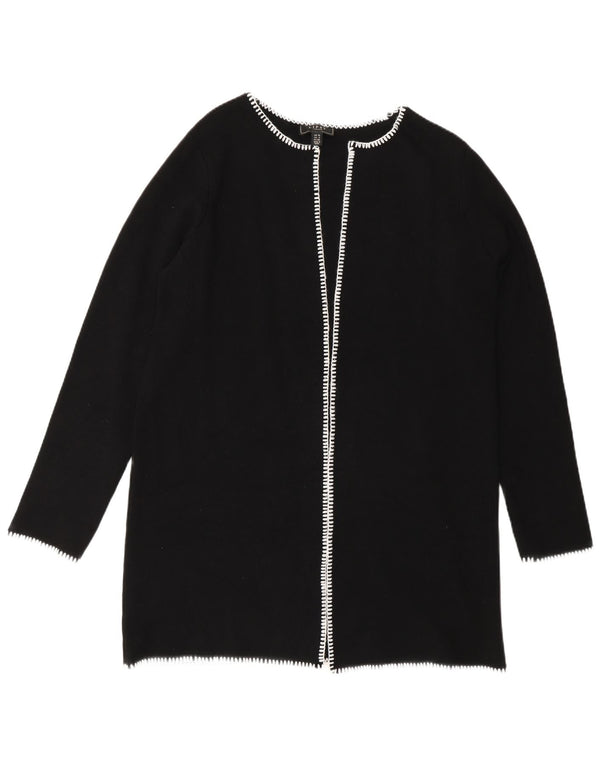 Lipsy Womens Longline Open Cardigan Sweater UK 12 Medium Black Viscose