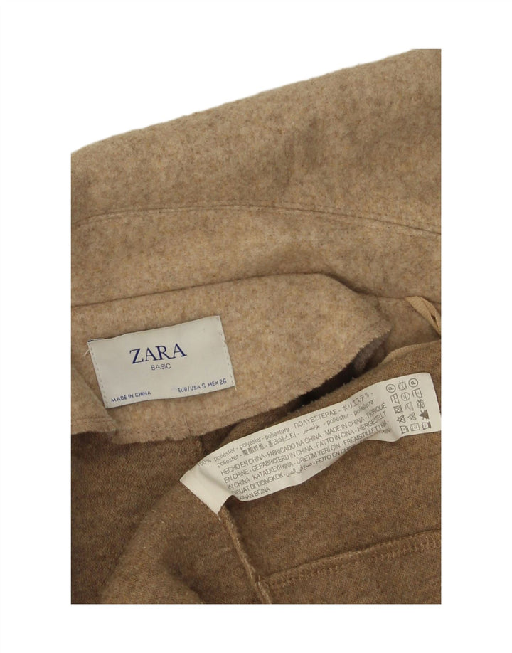 Zara Womens Open Oversized Overfrakke UK 10 Small Beige Polyester