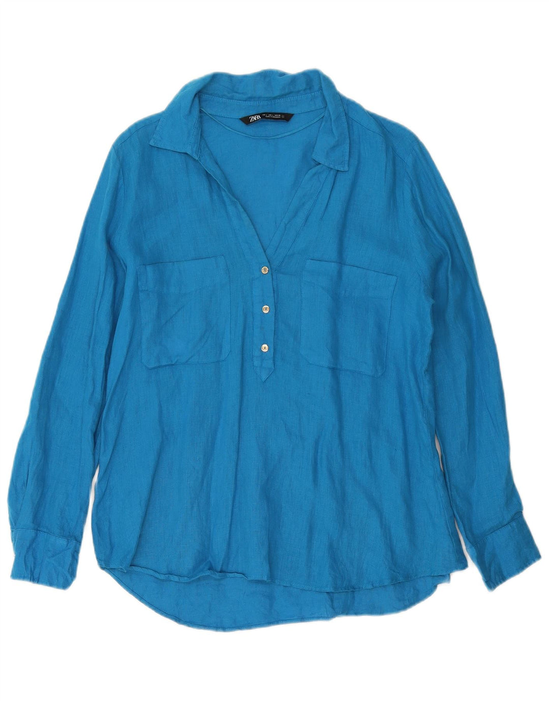 ZARA Dame Pullover Shirt UK 16 Large Blue