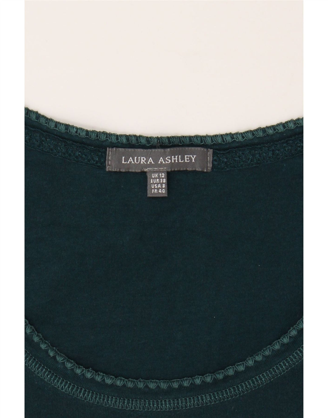 LAURA ASHLEY Womens Top Long Sleeve UK 12 Medium  Green Cotton Vintage Laura Ashley and Second-Hand Laura Ashley from Messina Hembry 