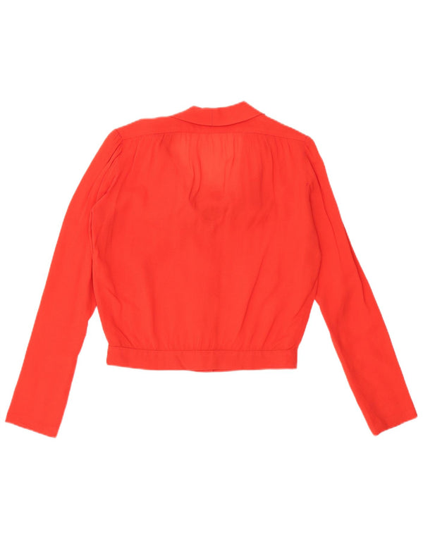 VINTAGE Womens Front Tie Se Through Shirt Bluse UK 16 Large Red