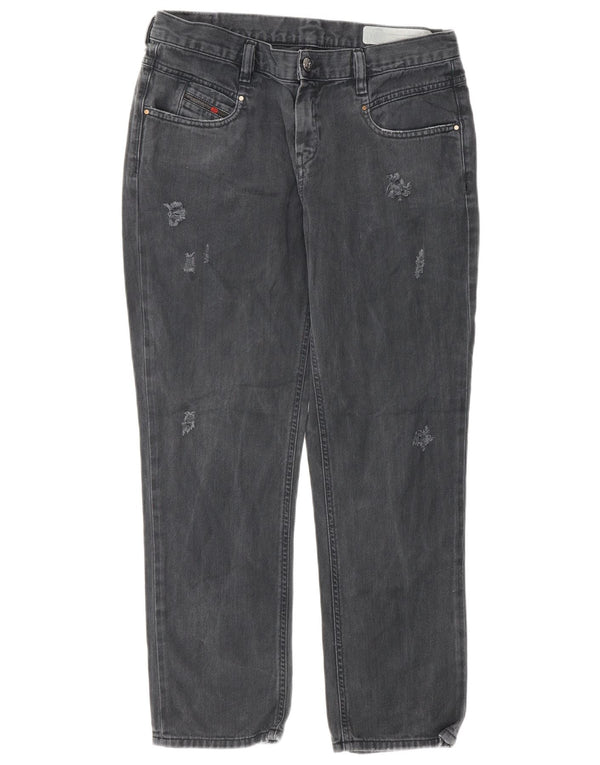 Diesel Dame Belthy-Ankel Distressed Slim Straight Jeans W29 L27 Grå