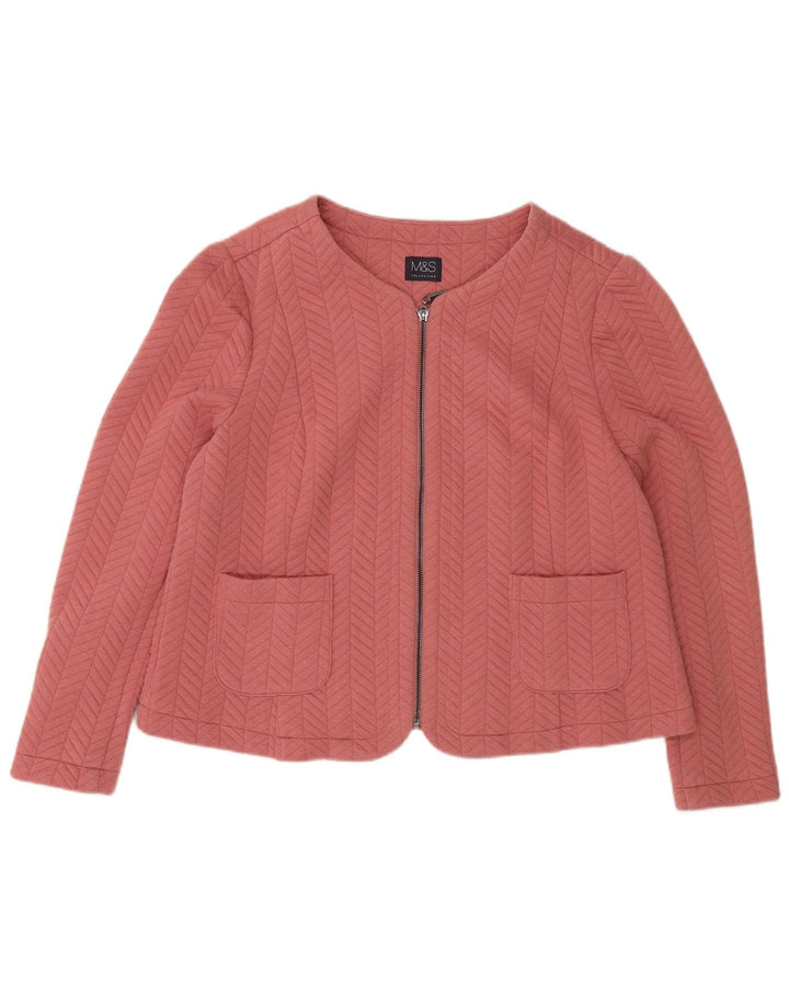 Marks & Spencer Dame Blazer Jakke med fuld lynlås UK 20 2XL Pink Polyester