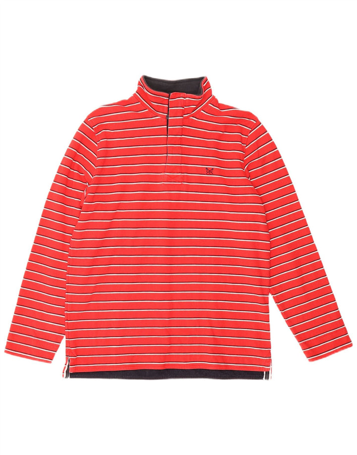 CREW CLOTHING Mens Zip Neck Sweatshirt Jumper Medium Red Striped Cotton