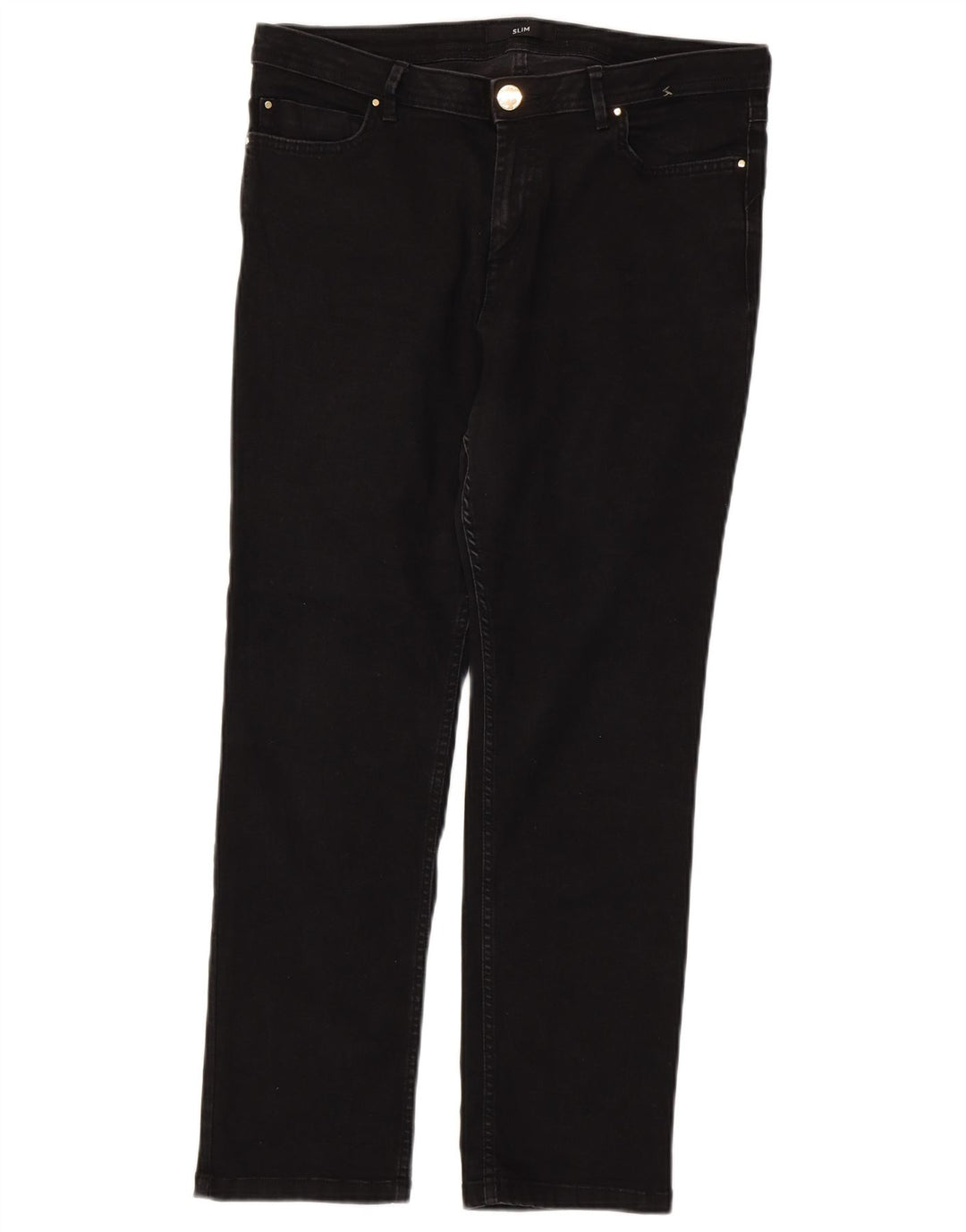 Marks & Spencer Dame Short Straight Jeans UK 14 Large W34 L27 Black
