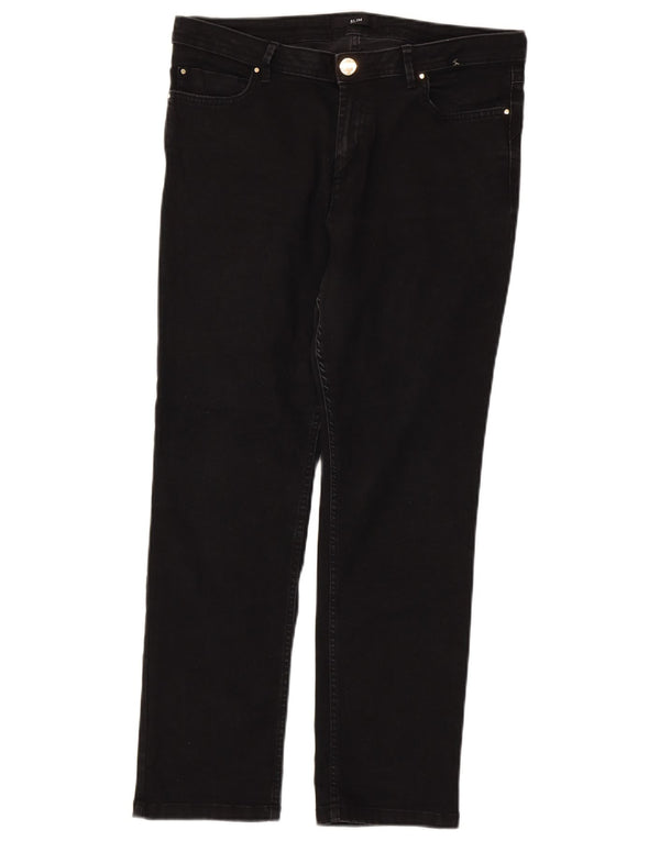 Marks & Spencer Dame Short Straight Jeans UK 14 Large W34 L27 Black