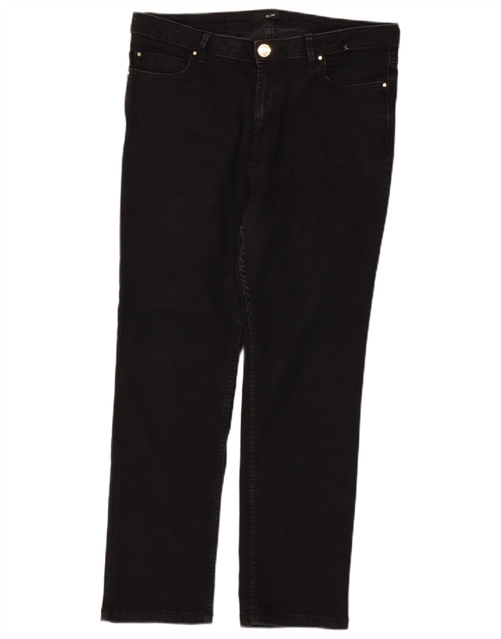 Marks & Spencer Dame Short Straight Jeans UK 14 Large W34 L27 Black