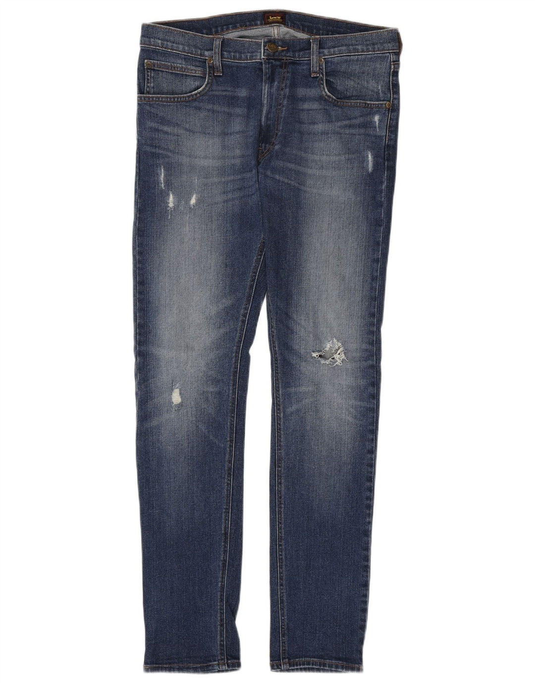 LEE Mens Luke Distressed Slim Jeans W32 L32 Blue Cotton