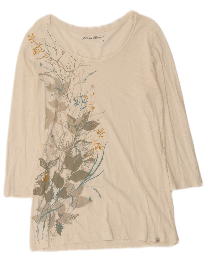 Eddie Bauer Dame Tunika Top UK 12 Medium Off White Floral