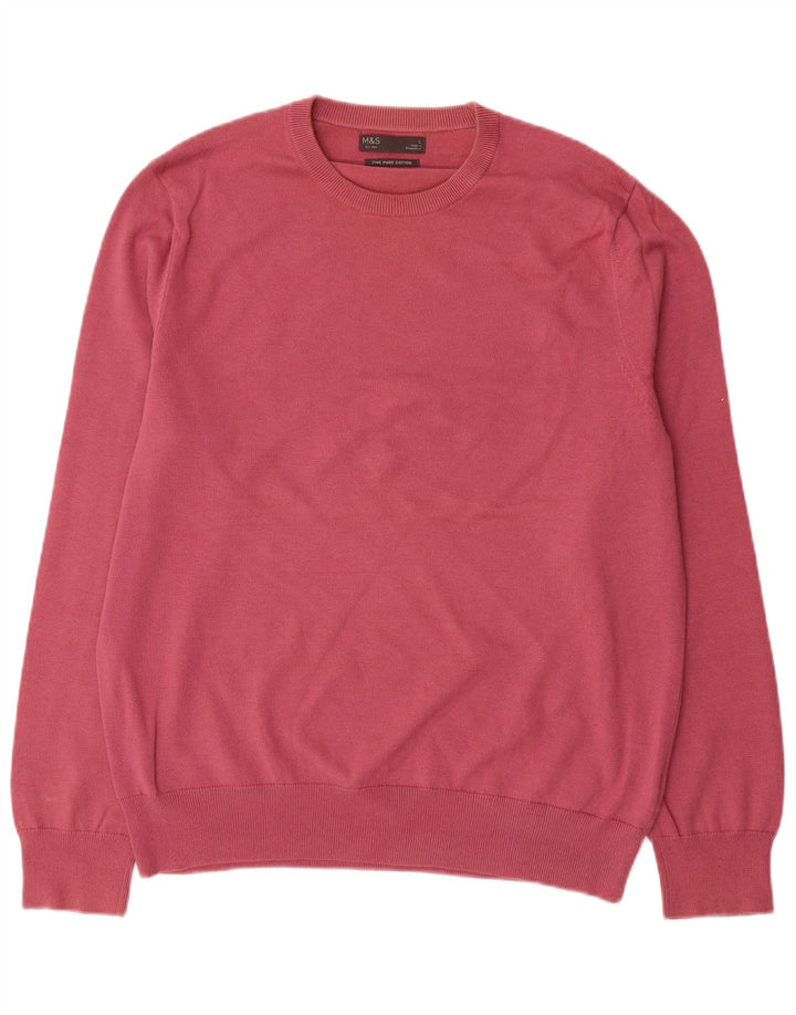 Marks & Spencer herre sweater med rund hals, stor rød bomuld