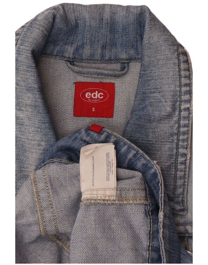 EDC Dame Crop Denim Jacket UK 10 Small Blue Cotton