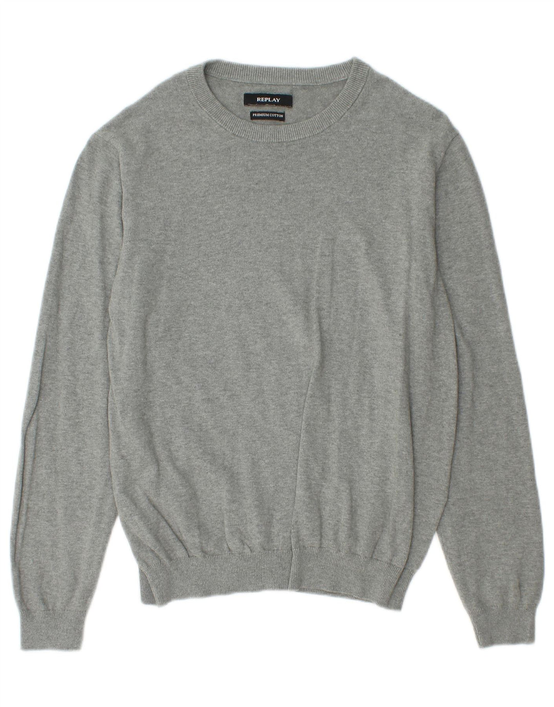 Replay Dame Boat Neck Jumper Sweater UK 14 Medium Grey Bomuld