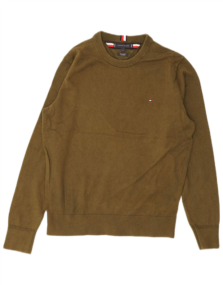 Tommy Hilfiger Herre Crew Neck Jumper Sweater Medium Khaki Bomuld