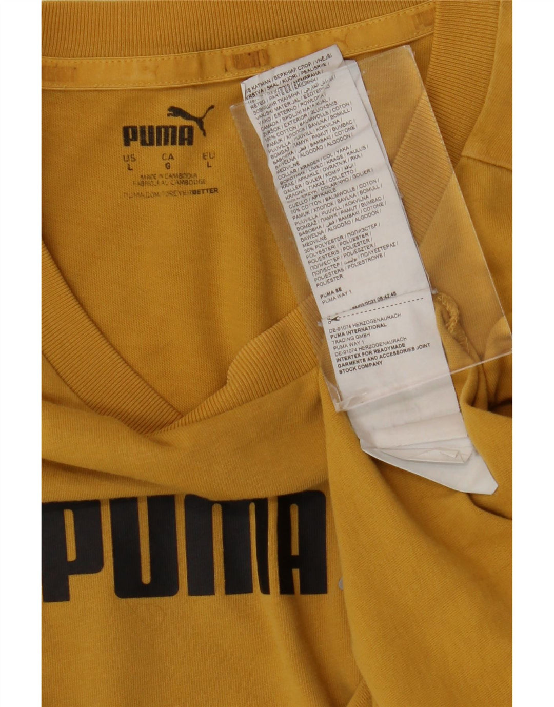 Puma Herre Grafisk T-Shirt Top Stor Gul Bomuld