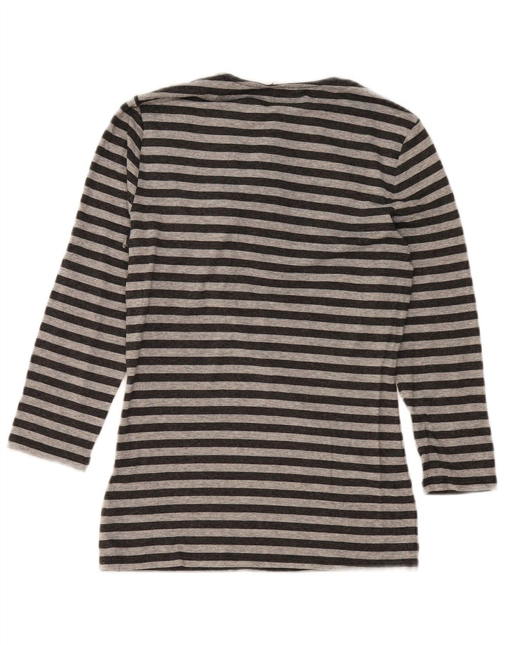 Phase Eight Dame Drop Neck Top 3/4 ærme UK 10 Små grå stribet