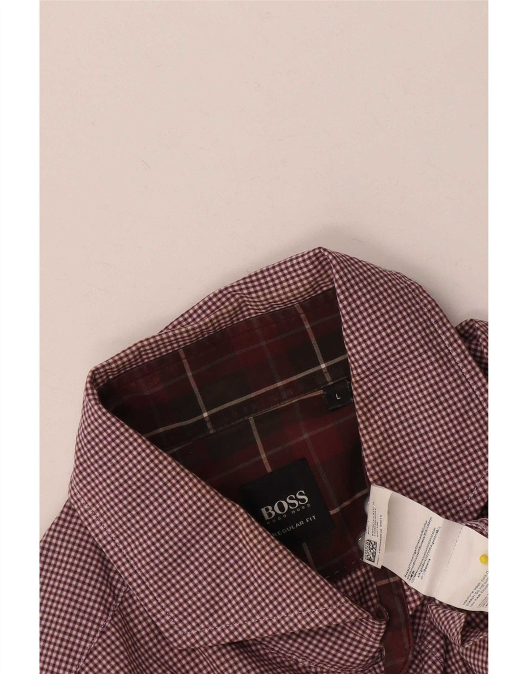 Hugo Boss Herre Regular Fit Skjorte Large Burgundy Gingham Cotton