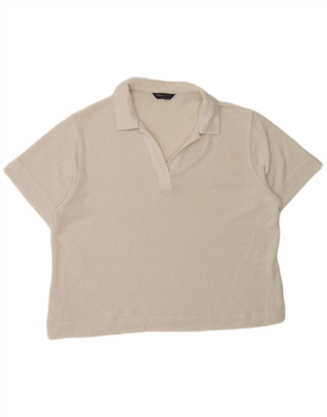 Marks & Spencer Dame Polo Shirt UK 16 Large Off White Polyester